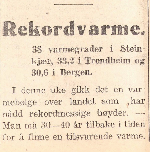 Mange tror det ble målt 38 grader i Steinkjer i 1945