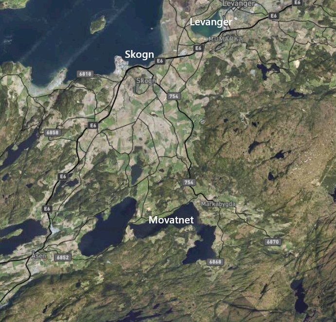 Skogbrann sør for Movatnet i Levanger